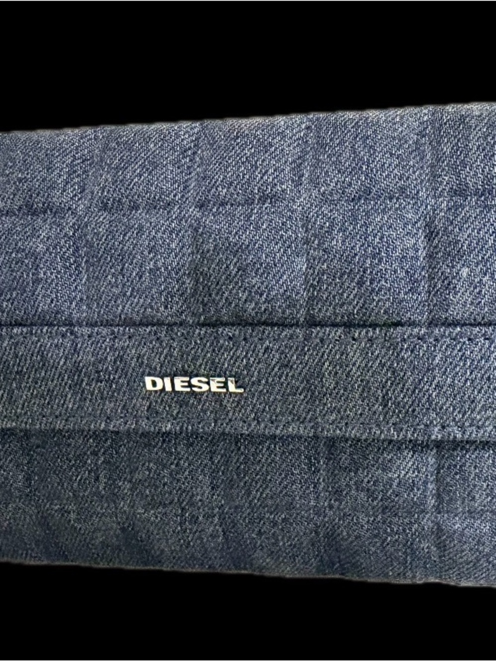 DIESEL Quilted Denim Clutch Wallet - Blue